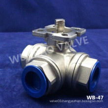 L-Port 3 Way Stainless Steel Ball Valve Under Actuator